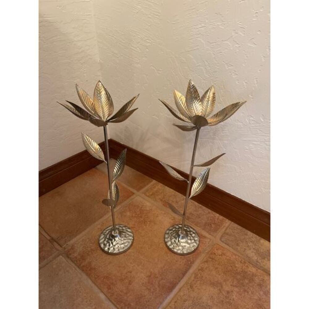 Set of two mid-century style metal flowers, table decor